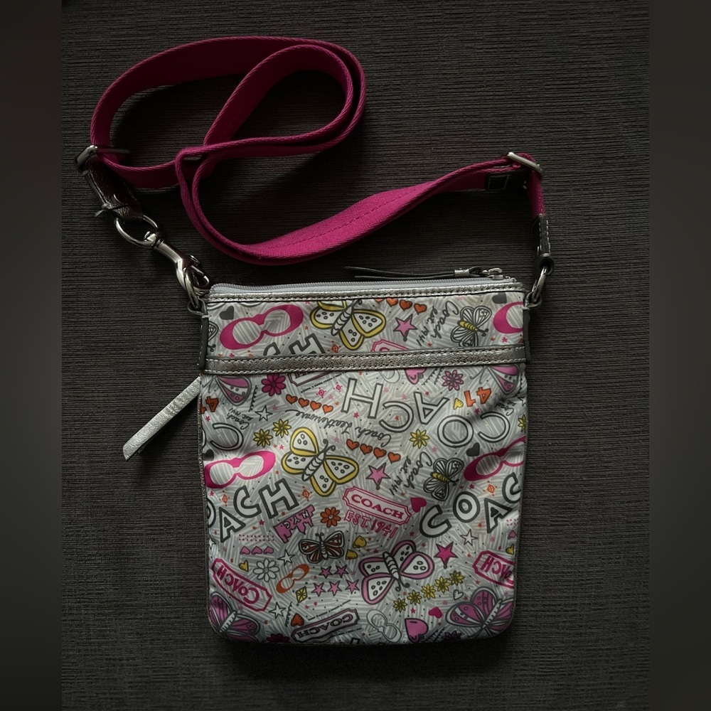 Coach Poppy Butterfly Graffiti Authentic Vintage crossbody bag - Picture 12 of 13